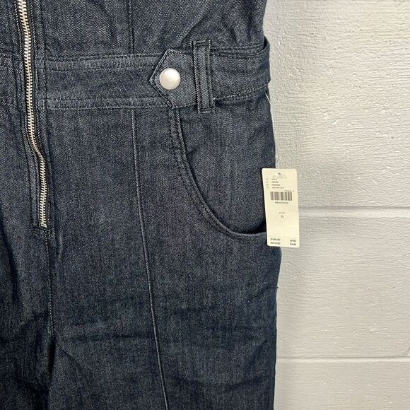 Anthropologie Maeve sleeveless racerback v-neck flare denim jumpsuit NWT Size 6 - Picture 8 of 8